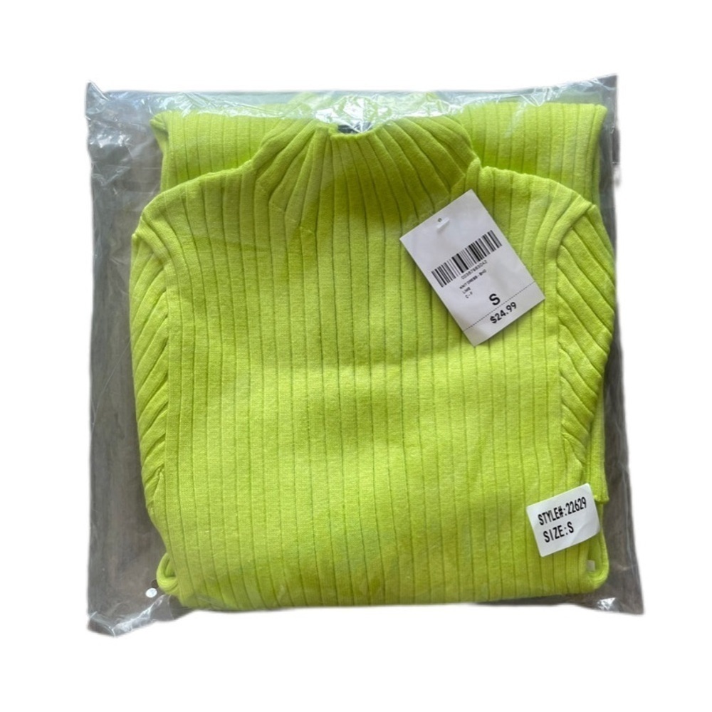 Forever 21 Ribbed Bodycon Lime Green Sweater Dress Women’s Size Small NWT - Picture 3 of 8